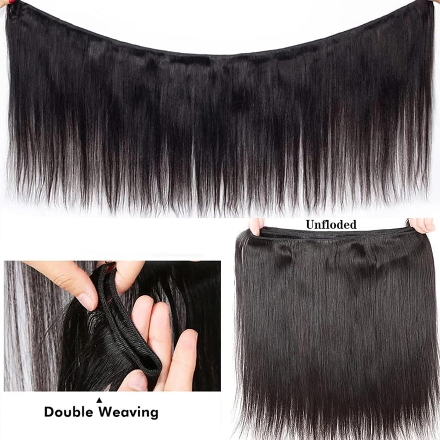 Human Hair Bundles,Straight 1 Bundles 22 Inch,16A Bundles Human Hair,100% Unprocessed Virgin Brazilian Hair Extensions Double Weft, Quick Weave Sew In Hair Bundle