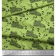 thumbnail image 2 of Soimoi Green polyester Crepe Fabric Foot Print & Text Print Fabric by the Yard 42 Inch Wide, 2 of 3