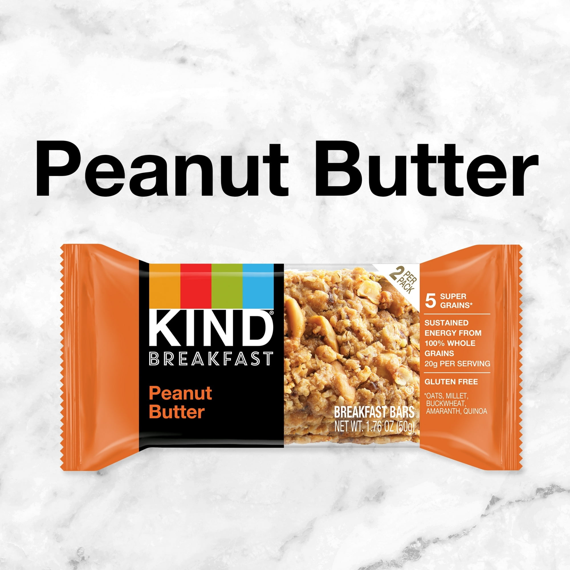 KIND Breakfast 100% Whole Grain Gluten Free Peanut Butter Snack Bars, 1.76 oz, 12 Count pack of 4