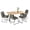 Table naturelle et chaises grises, variante sur Ensemble de salle à manger Homy Casa 5 pièces de 160 cm (63 pouces), table en faux bois à bords naturels, chaises d'appoint rembourrées en similicuir