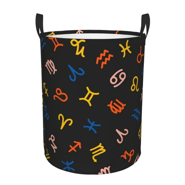 ZNDUO Round Laundry Basket, Waterproof Collapsible Laundry Baskets with Handles, Medium Size