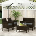 thumbnail image 1 of Gymax 4 Piece Patio Rattan Conversation Set Outdoor Wicker Furniture Set w/ Chair & Loveseat, 1 of 10