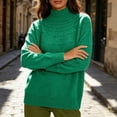 thumbnail image 4 of Warop Womans Turtleneck Sweater, Long Sleeve Knitted Openwork Pullover, Seamless Solid Slim Top for Fall Layering, 4 of 7