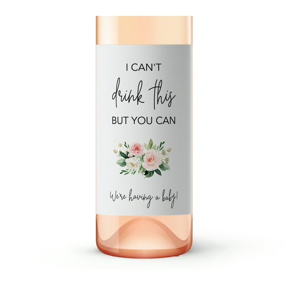 I can't drink this but you can ● SET of 5 ● GENDER NEUTRAL Pregnancy Announcement Wine Labels, Baby Reveal Wine Label, Announcement to Parents Friends Family Sticker, Alternative to card A625-5IDT