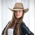 thumbnail image 2 of PULLIMORE Linen Western Cowboy Hat Men Women, Breathable Wide Brim Sun Hat Strap, 2 of 7