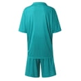 thumbnail image 6 of Men's Spring Summer 2-Piece Tracksuit, Short Sleeve Polo Shirt and Shorts, Casual Sport Suit For Hot Weather Outdoor Activities,Cyan,XL, 6 of 7