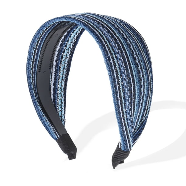 Diademas Anchas Únicas para Mujeres, Diademas Bohemias Extra Anchas, Diademas Gruesas con Dientes, Accesorios para el Cabello, Azul