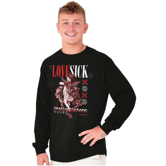 Love Sick Angel Baby Cupid Statue Long Sleeve TShirt Men Women Brisco Brands S