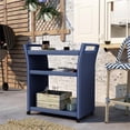 thumbnail image 6 of Furniture of America Azur Outdoor Aluminum Wicker Bar Cart in Navy, 6 of 12