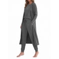 thumbnail image 4 of Weekease 3 Piece Sets for Women Crew Neck Tank Pockets Drawstring Pant Long Sleeve Cardigan Fall Pajamas Comfy Loungewear, 4 of 8