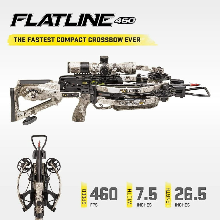 TenPoint Flatline 460 Compact Crossbow W/ 100 Yard EVO-X Marksman Scope 