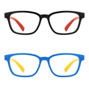 TIJN Kids Girls Blue Light Blocking Computer Glasses Flexible Silicone UV Protection 2Pack