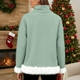 thumbnail image 4 of Chandails d'Automne et d'Hiver Grande Taille pour Femmes, Mode Féminine Décontractée, Col Roulé Imprimé, Haut à Manches Longues, Chandail Molletonné, Chandails à Capuchon Amusants, Vert Menthe, TTTG, 4 of 5
