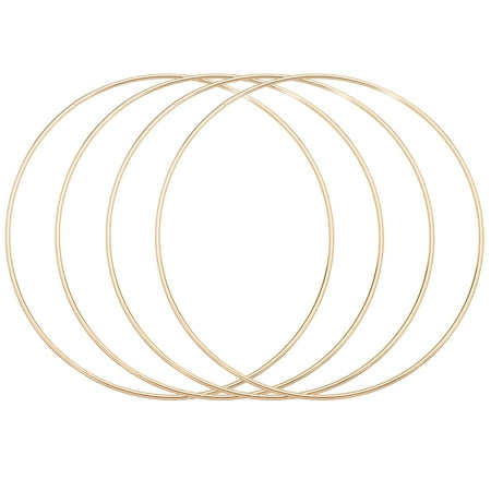 Uxcell 4Pcs Dream Catcher Rings, 7.1" Metal Hoops for Crafts Wreath Hoop Rings for Wall Hanging Crafts Home Decorations DIY Wedding Wreath Decor, Gold 6.9"