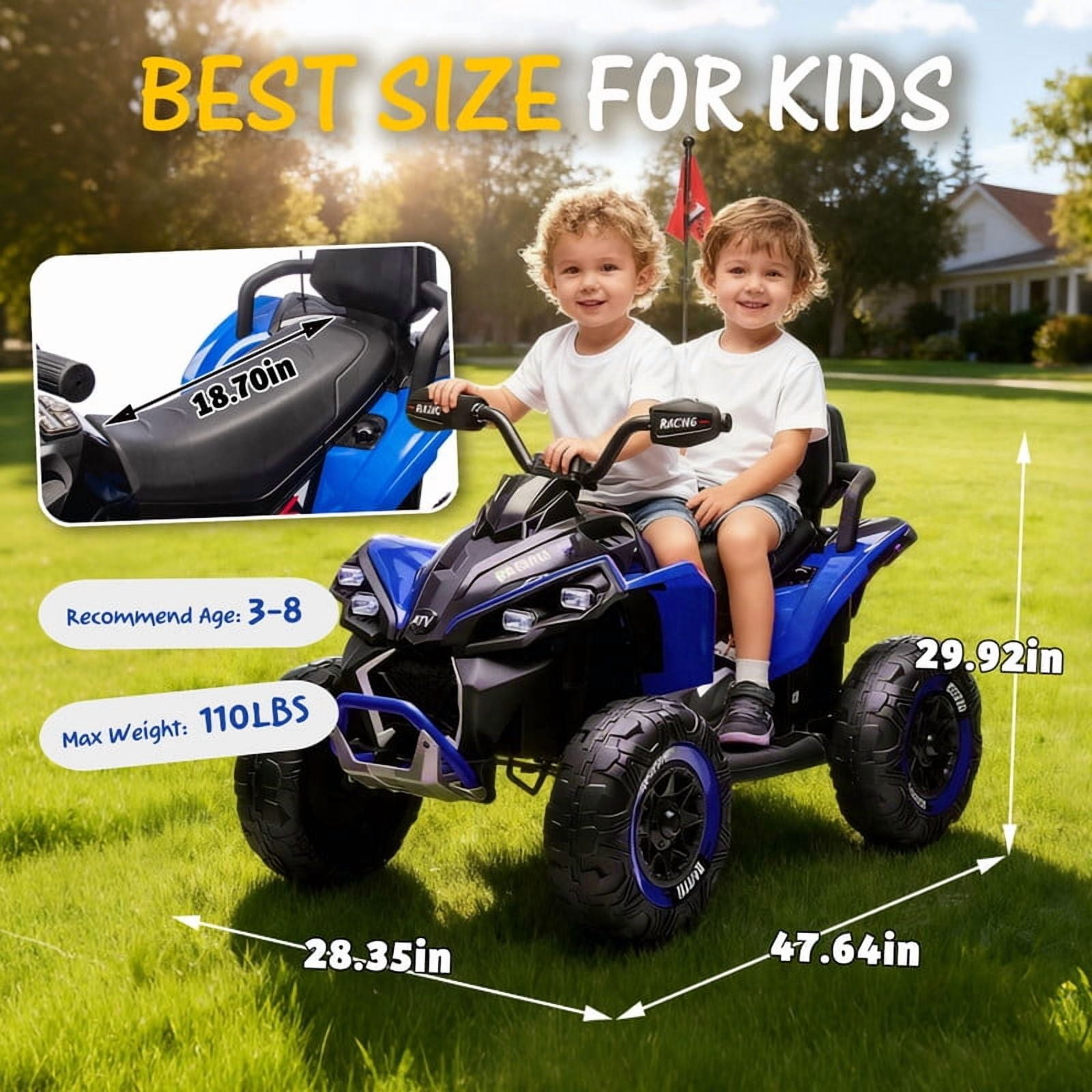 Gundir 24V Electric Ride On Car for Kids with Remote Control, Four-Wheel Shock Absorber, Bluetooth Storytelling, Music, LED Lights, USB/MP3 Support, 3.73MPH, Age 3-12, Blue