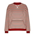 thumbnail image 2 of Makaor Sweatshirts for Women Crew Neck Tops with Pockets Fleece Long Sleeve Pullover Striped Oversized Casual Clothes, 2 of 4
