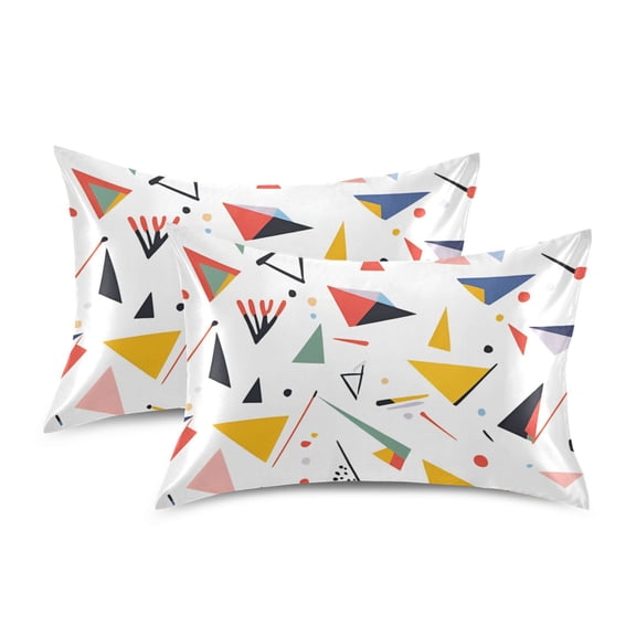 Yayeee Pillowcase Standard Size Set of 2 Satin Wrinkle Resistant Pillow Case, White Triangles