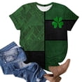 thumbnail image 5 of Plus Size JSKUMAR St Patrick's Day Short Sleeve Shirts for Women Stylish Shamrock Graphic Tee Funny Heart Printed Tops (Green-22,4XL), 5 of 7