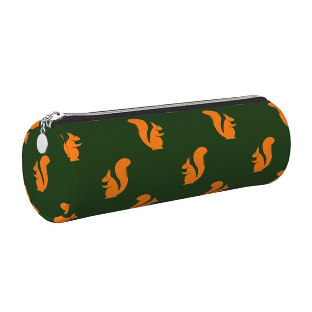 Disketp Bold Squirrel Silhouettes Estuche Organizador de Lápices de Cuero, Estuche de Oficina con Cremallera para Bolígrafo y Lápiz