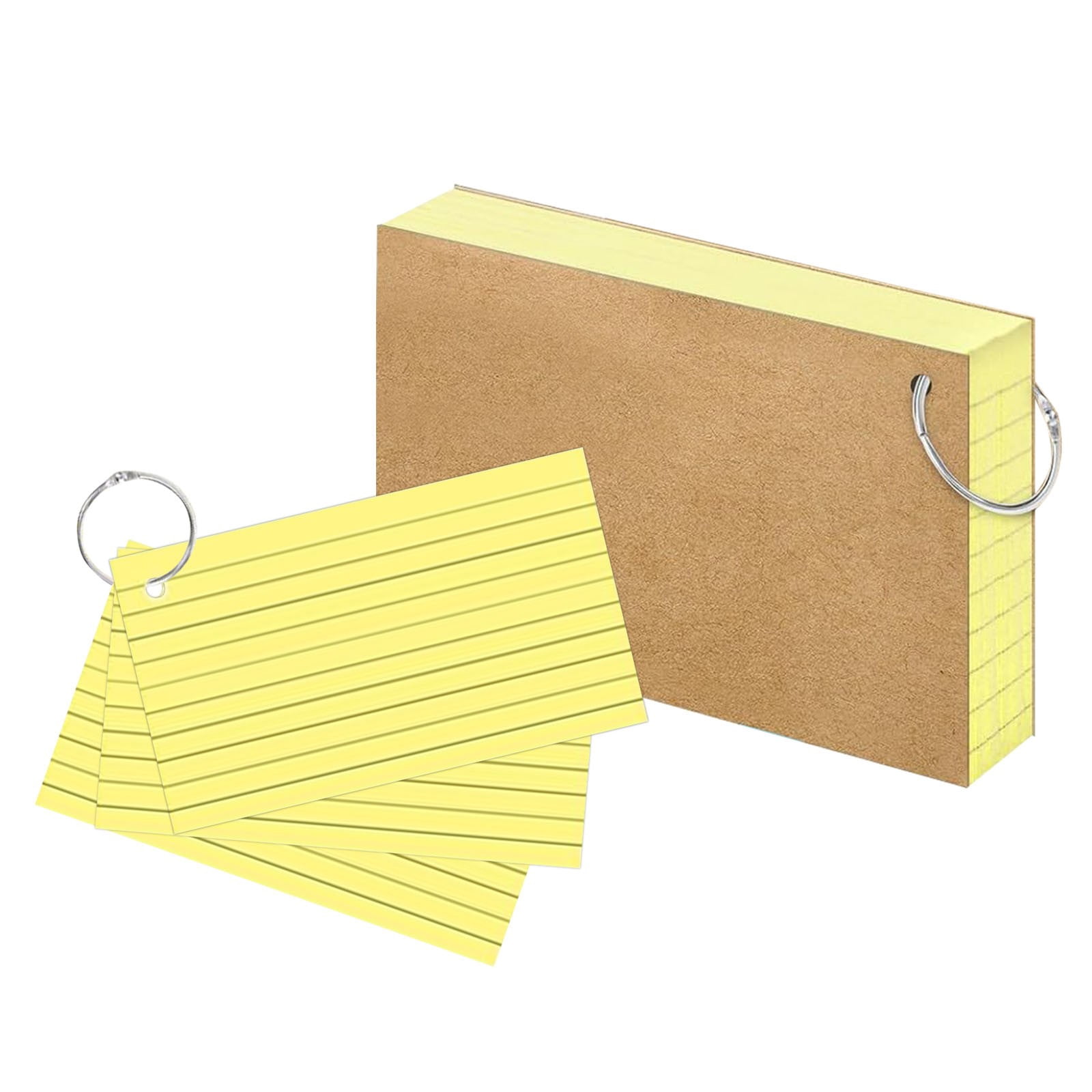 Index Cards 3x5 Inch with Key Ring, Color Flash Index Card 100 Sheets Each, Durable Portable Note Taking for Students Teachers Study Note Cards for Office Home Office 5 Pcs