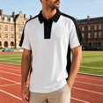 thumbnail image 3 of Rrxhxhs Golf Shirts for Men Color Block Collared Quarter Zip Short Sleeve Breathable Casual Athletic Tops,2XL, 3 of 6