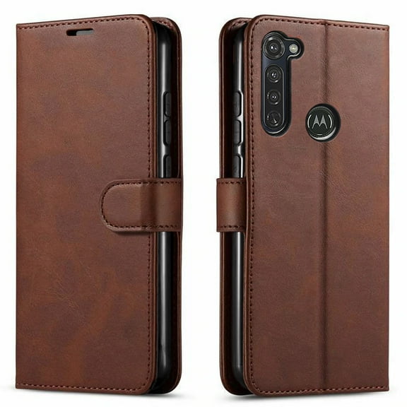 Motorola Moto G Stylus 2020 Case, Included [Tempered Glass Screen Protector], Starshop Premium Leather Wallet Pocket Credit Card Slots-Brown