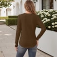 thumbnail image 5 of Wlynlyn Long Sleeve Tops for Women Casual V Neck Loose Fitted Solid Color Textured Knitted Basic Pullover Sweater Shirts(Small,Coffee), 5 of 7
