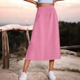 thumbnail image 2 of Npasoilc High Waist A-Line Skirt for Women Summer Solid Color Side Split Elastic Waist Casual Midi Skirt With Pockets, 2 of 6