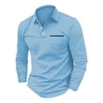 thumbnail image 5 of YOTMKGDO Button-Up Shirts Short Sleeve, Notch Neck Shirts For Men Spring Summer Cotton Shirt Breathable Cotton Tops Solid | Workwear for Men Men'S Breathable Cotton Tops Blue M, 5 of 5