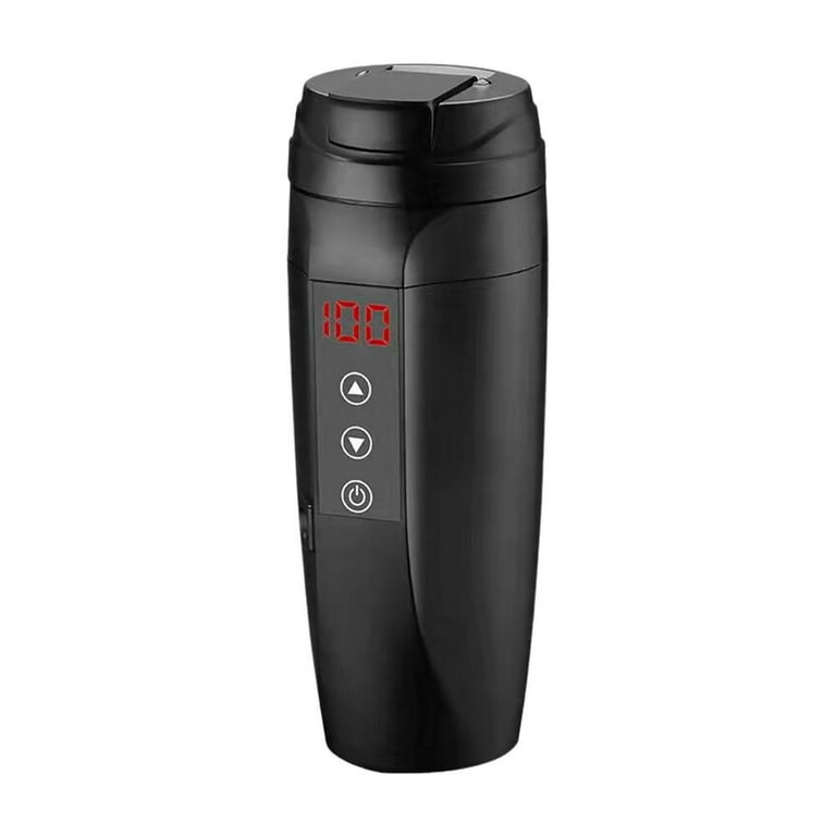 12V In-Car Heating Cup, 450ML Travel Electric Coffee Cup Insulated Heated  Temperature Control Thermos Mug