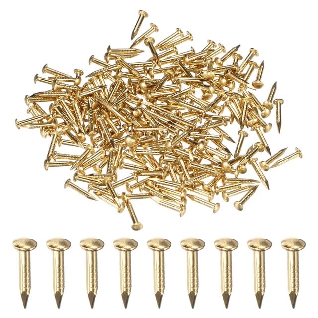 Uxcell 200-Pack Clavos Pequeños, 1.2mm x 8mm Clavos de Latón Hardware Cabeza Redonda