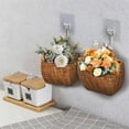 thumbnail image 6 of Wall Mounted Woven Basket, Imitation Rattan Storage Basket for Kitchen Onion, Garlic, Bathroom, No Punching Hanging Storage with Handle, 1 Basket, 6 of 7