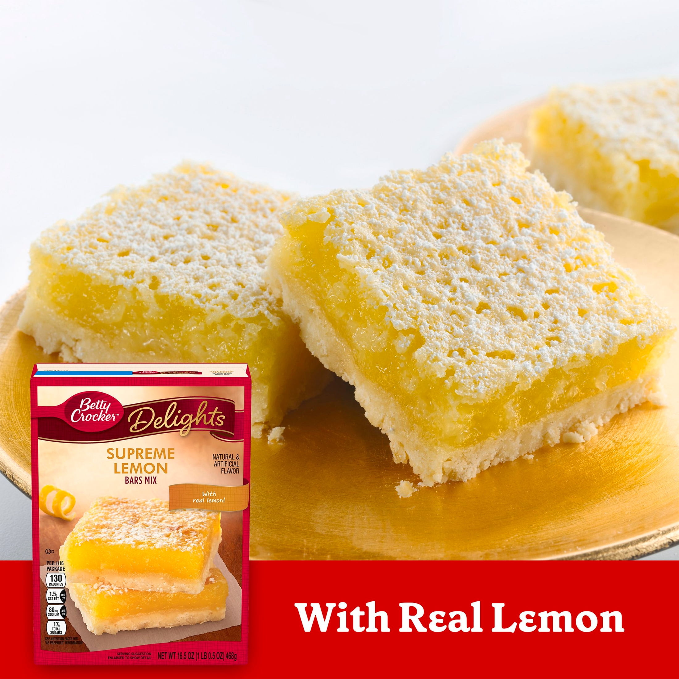 (2 pack) Betty Crocker Delights Supreme Lemon Bars Mix, 16.5 oz.