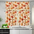 thumbnail image 2 of Red Fall Leaves Short Kitchen Curtains Gothic Window Curtains Valance and Tier Set Rod Pocket Short Tier Curtain for Room, Cafe Kitchen Decor, 2 of 6