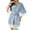 Light Blue, variant on Women's Long Sleeve Lace Trimmed Robe with Tie Waist - Mid-Length Loose Nightgown for Home Relaxation, Breathable Sleepwear, Elegant Loungewear for Women,White S