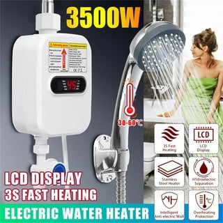 3500W Electric Tankless Water Heater with Shower Head Set, Instant Water  Heater Temperature Adjust 86-104?