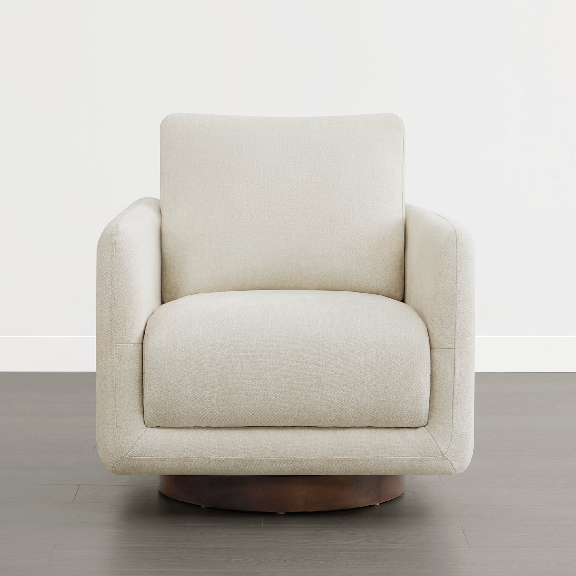 Spruce & Spring Upholstered Swivel Accent Chair with Back Cushion Single, Linen