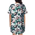thumbnail image 3 of Qekee Cute Poodle Dog Women's Pajama Set Short Sleeve Sleepwear Summer Home Wear with Pockets Soft Short Sleeve Shirt - Cute Poodle Dog, 3 of 9