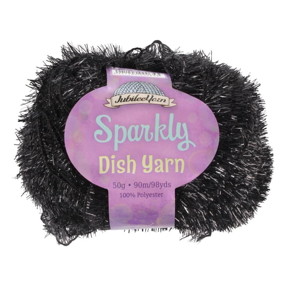 JubileeYarn Sparkly Dish Scrubby Yarn - 50g/Ball Worsted Polyester - Black - 1 Ball