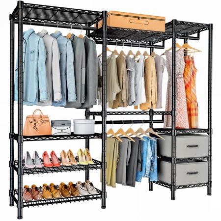 VIPEK Wire Garment Rack 5 Tiers Heavy Duty Clothes Rack Freestanding Wardrobe Closet Metal Clothing Rack, Max Load 816LBS, Black
