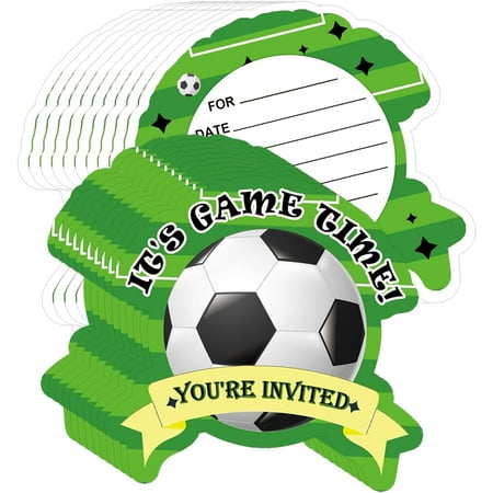 15pcs Football Soccer Invitation Cards With Envelopes 4 x 6 Inch Fill-in Party Invitation Cards - You're Invited Cards It's Game Time Card