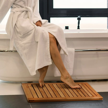 UBesGoo Natural Bamboo Mat Shower Floor Wooden Bath Non Slip Safety Water Resistant