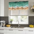 thumbnail image 4 of Green Beach Curtain Valances for Windows, Kitchen Valance Window Treatments Panel 2 Pack, Abstract Stripes Gradient Ocean Brown Sand Rod Pocket Short Curtains for Bathroom Bedroom 54 x 18 Inch, 4 of 8
