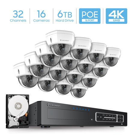 Amcrest 4K 32CH Security Camera System w/ 4K NVR, (16) x