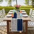 thumbnail image 4 of Table Runners 72 Inches Long Dress Scarves, Navy Blue Striped Farmhouse Kitchen/Dining Table Runner, Coffee Tablerunners, Farmhouse Stripes Modern Abstract Art 13x72 Inch, 4 of 9