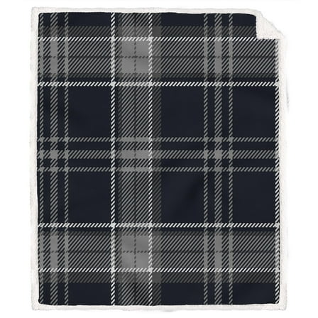 Team Color Ribbon Wrapped Plaid Sherpa Blanket