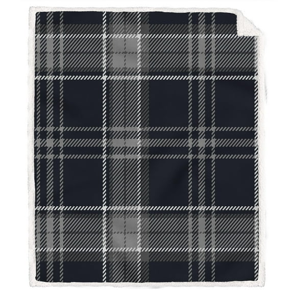 Team Color Ribbon Wrapped Plaid Sherpa Blanket