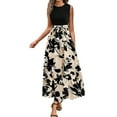 thumbnail image 1 of Summer Dresses For Women 2025 Floral Print Wrap Short Sleeve Maxi Dress Patchwork Ruffle A Line Dress, 1 of 5