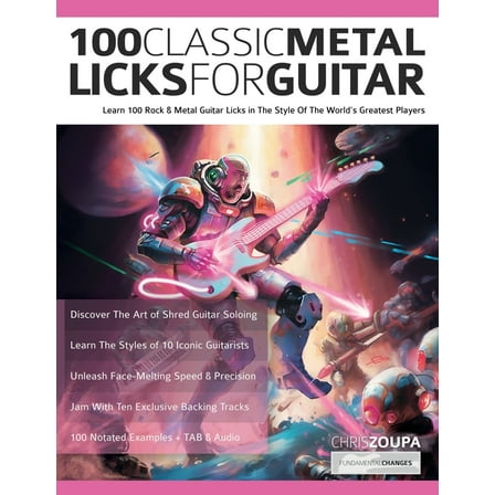 100 Classic Metal Licks For Guitar: Learn 100 Rock & Metal Guitar Licks in The Style Of The World's Greatest Pl, (Paperback)