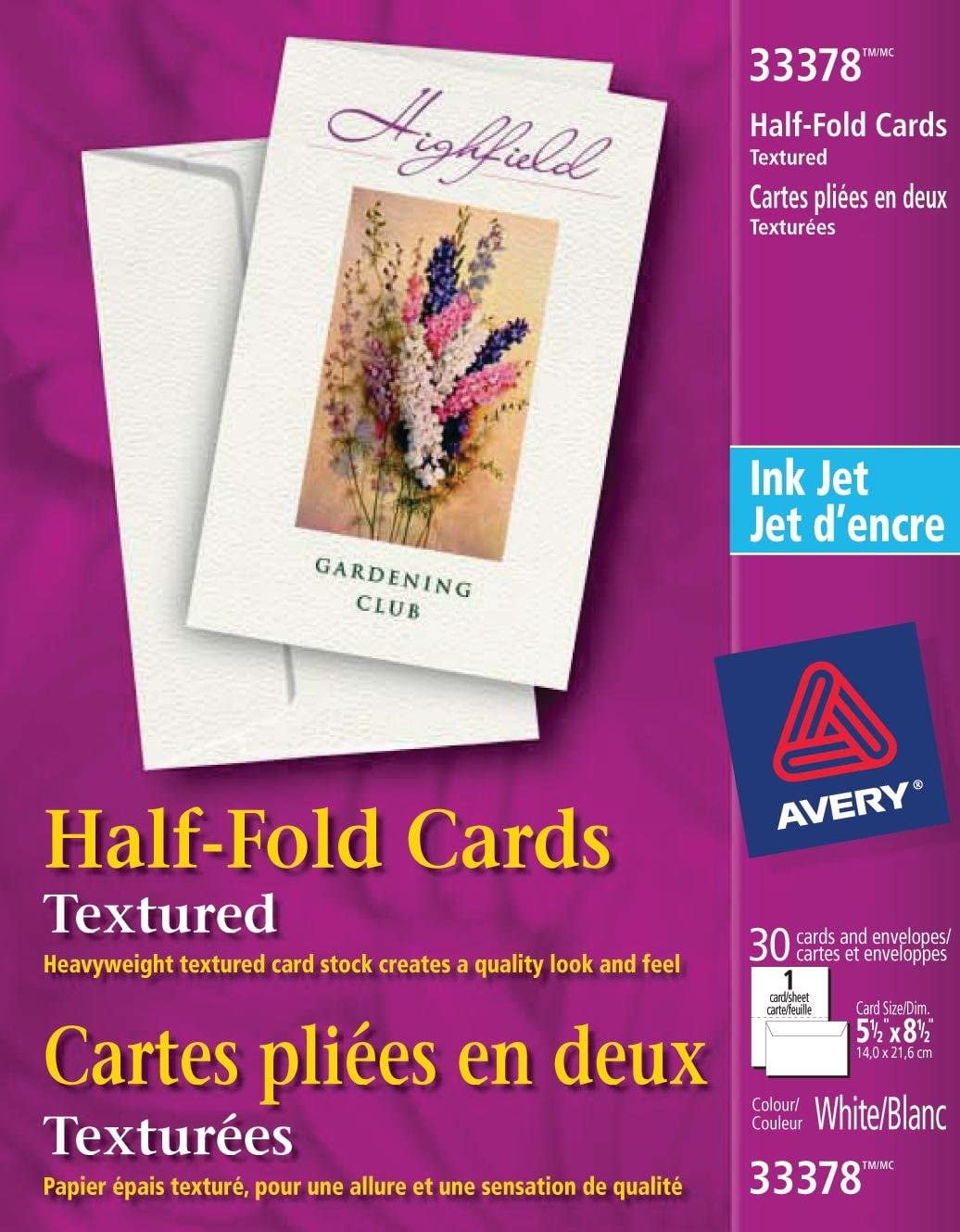 Avery HalfFold Greeting Cards for Inkjet Printers, 51/2" x 81/2